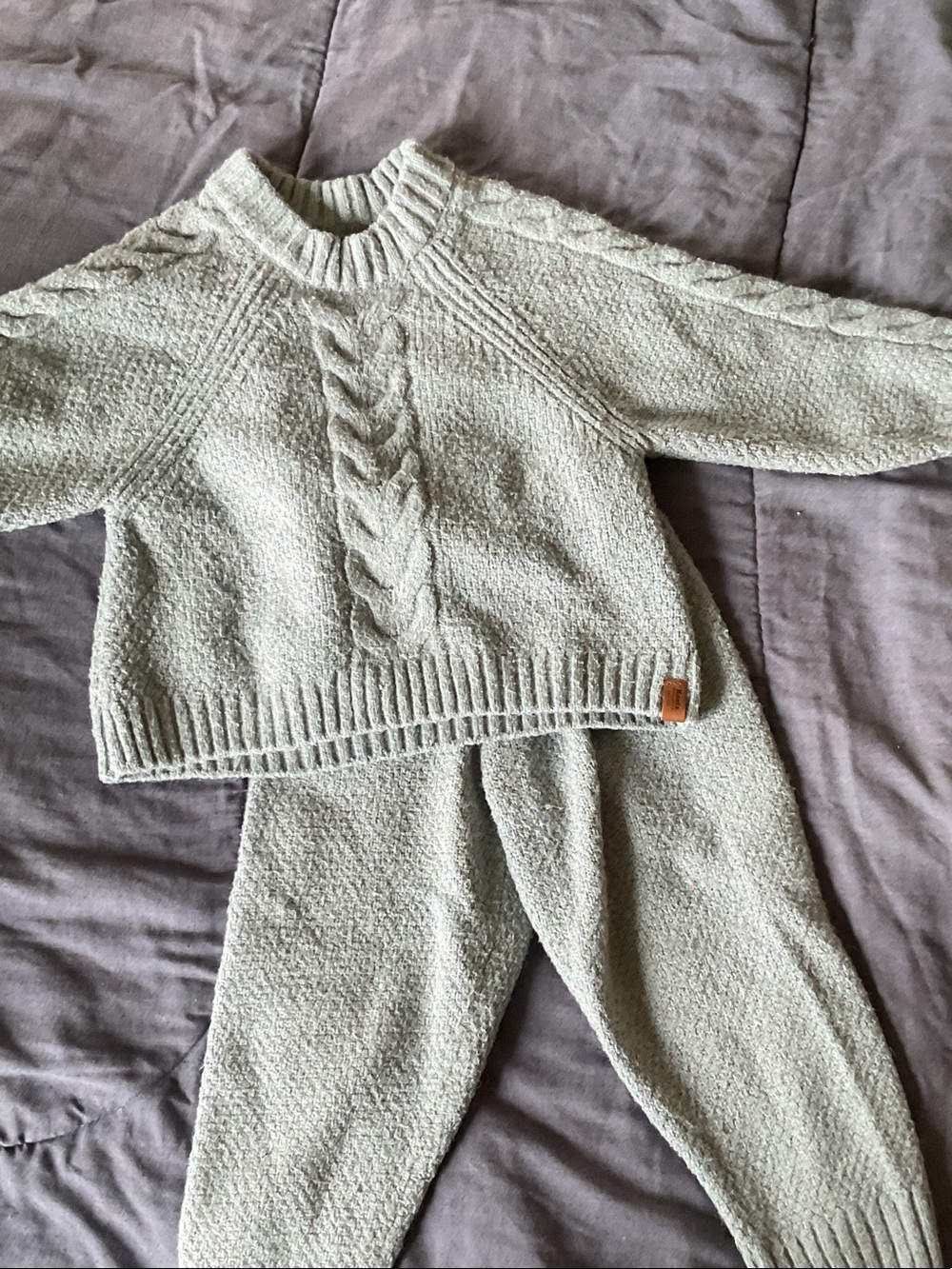 Roots Kids Cable Knit Pajama Set - Sage Green